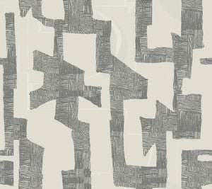 Modern Tribal Linen & Charcoal Wallpaper by York Wallcoverings