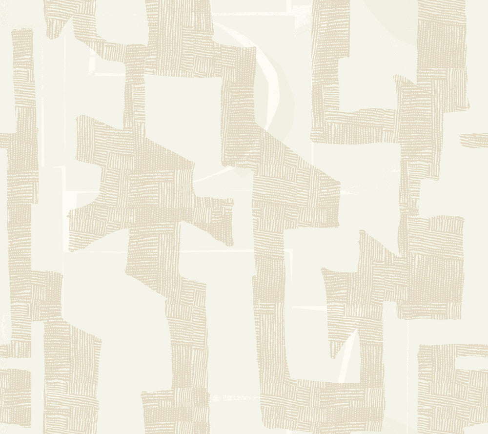Modern Tribal Caramel & Cream Wallpaper by York Wallcoverings Artistic Abstracts Covers about 60.8 square feet 27-in by 27-ft long roll Unpasted 24 - Fabric Carolina -