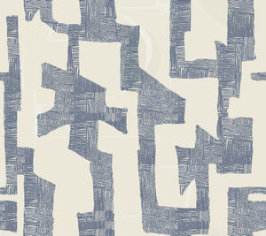 Modern Tribal Almond & Navy Wallpaper by York Wallcoverings