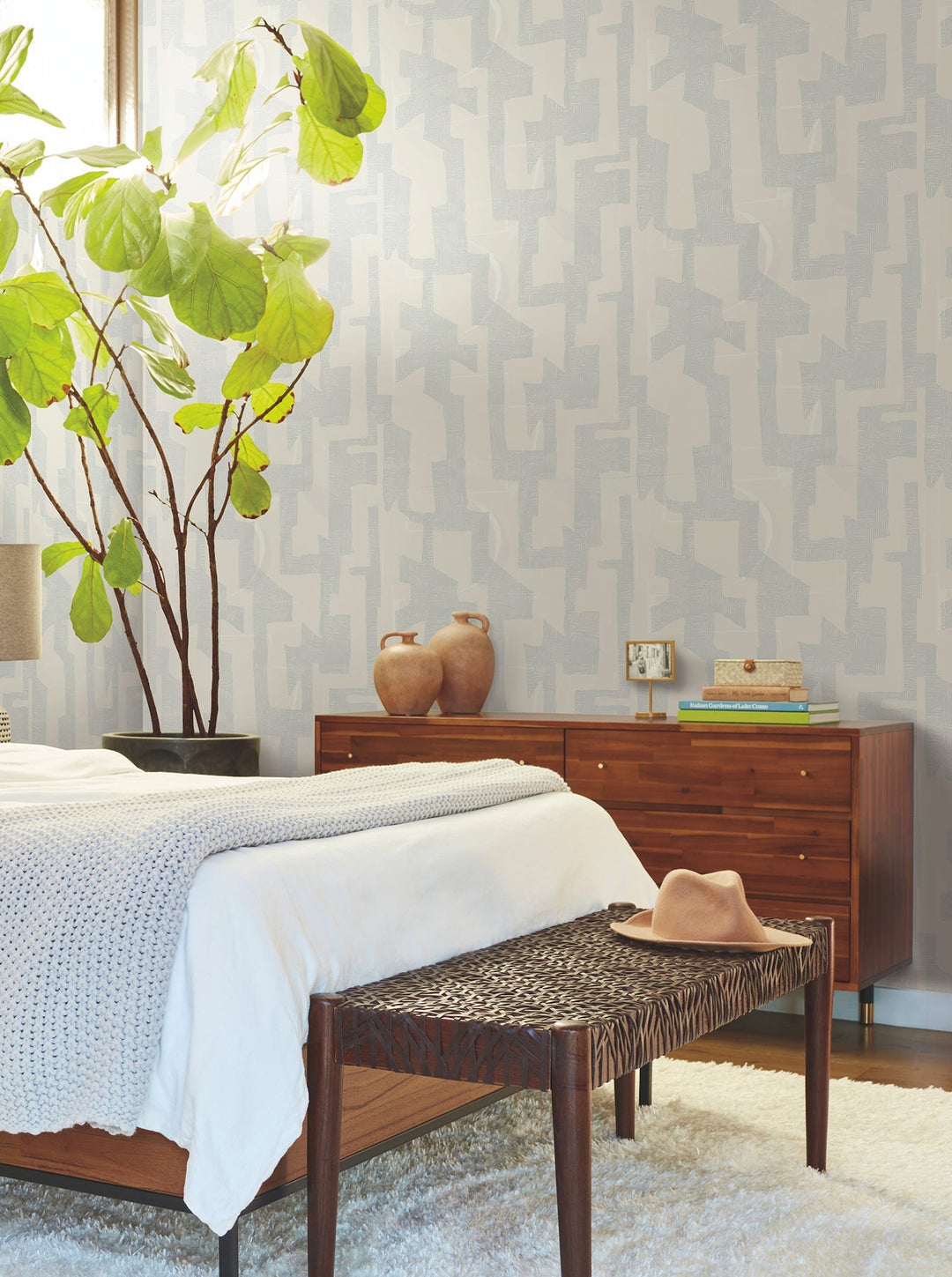 Modern Tribal Neutral & Grey Wallpaper by York Wallcoverings Designer