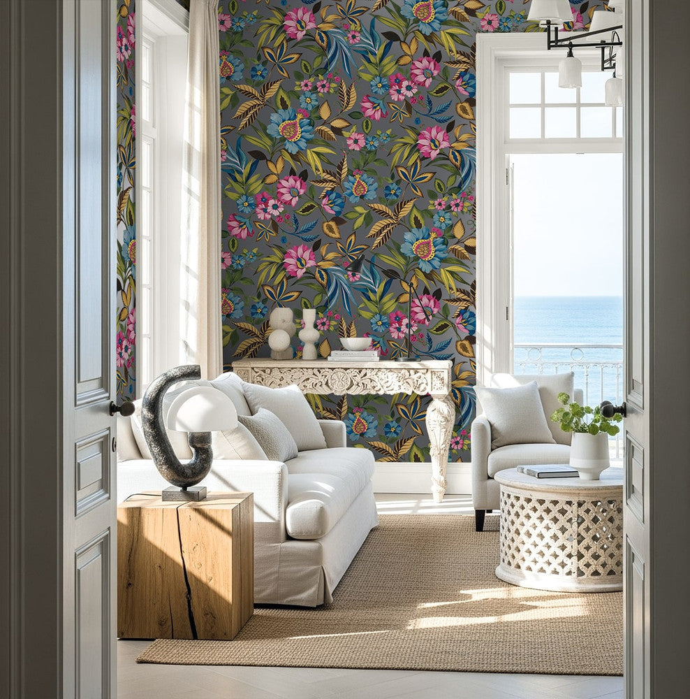 Raya Metallic Garden AG61608 by Seabrook Designs Designer Wallpaper