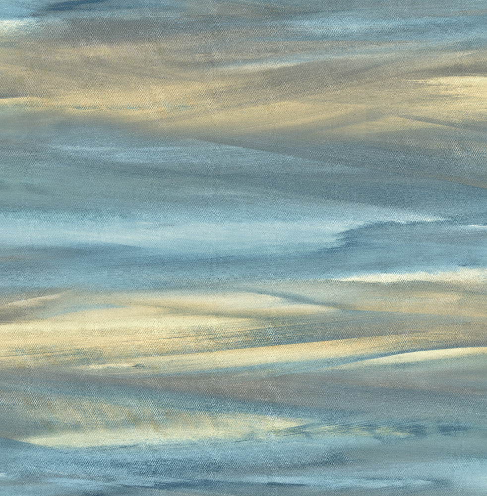 Rainbrow Brush Blue & Gold by Seabrook Wallpaper L'Atelier de Paris United States 56.05 20.87" 20.5" - Fabric Carolina -