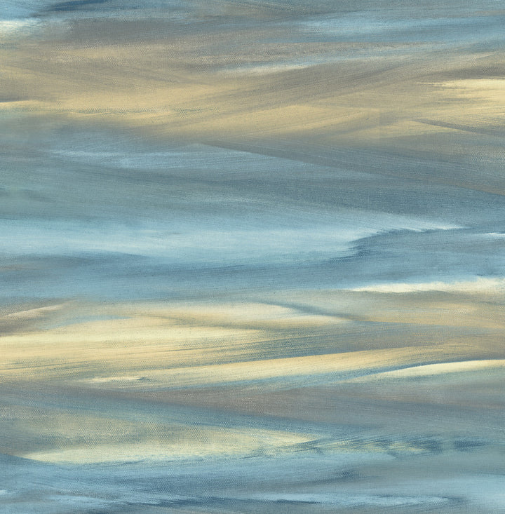 Rainbrow Brush Blue & Gold by Seabrook Wallpaper L'Atelier de Paris United States 56.05 20.87" 20.5" - Fabric Carolina -