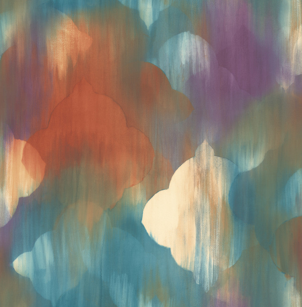 Rainbow Clover Metallic Gold, Red-Orange, & Blue by Seabrook Wallpaper L'Atelier de Paris United States 56.05 20.87" 20.5" - Fabric Carolina -