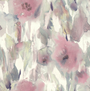 Watercolor Floral Pearl, Blush, & Gray by Seabrook Wallpaper