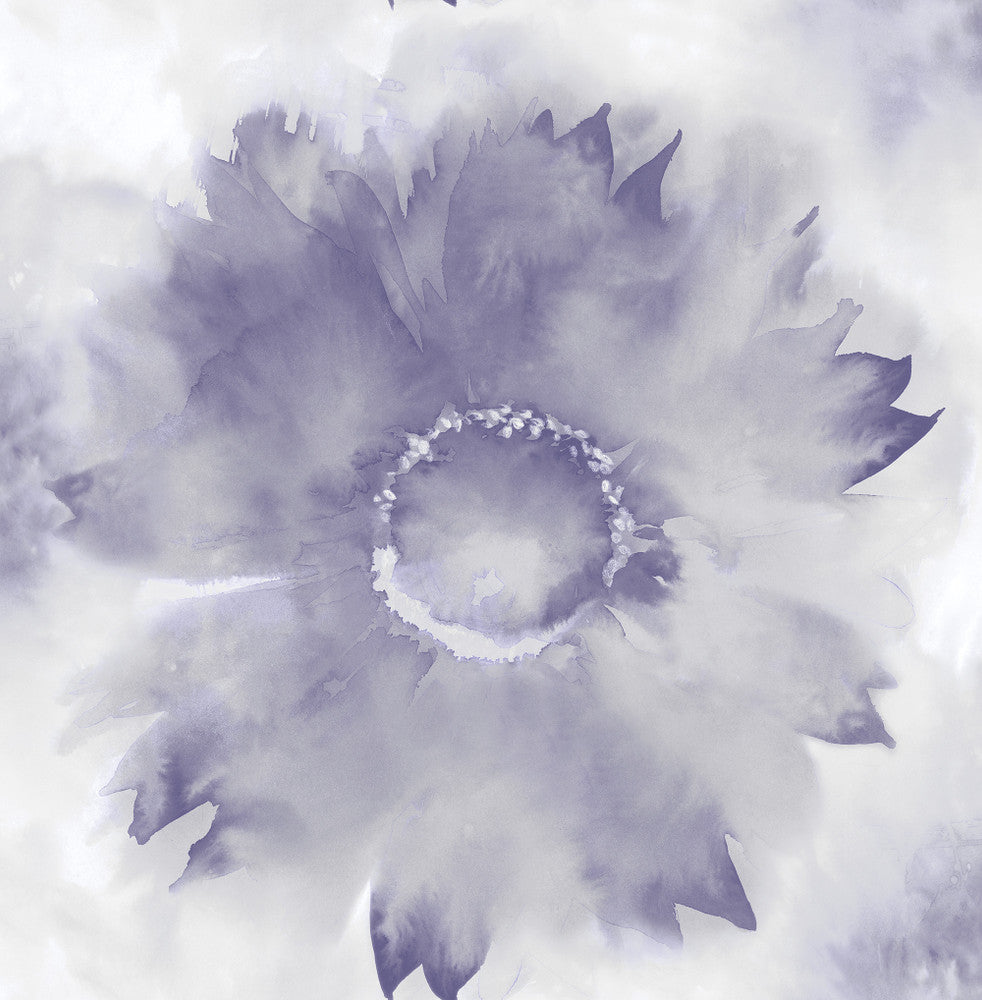 Watercolor Sunflower Metallic Purple Haze & Pearl by Seabrook Wallpaper L'Atelier de Paris United States 56.05 20.87" 20.5" - Fabric Carolina -