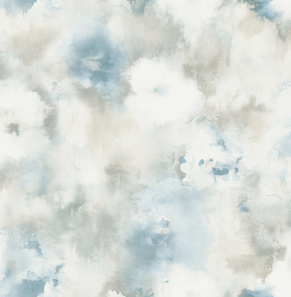 Abstract Floral Metallic Silver, Off-White, & Sky Blue by Seabrook Wallpaper L'Atelier de Paris United States 56.05 20.87" 20.5" - Fabric Carolina -
