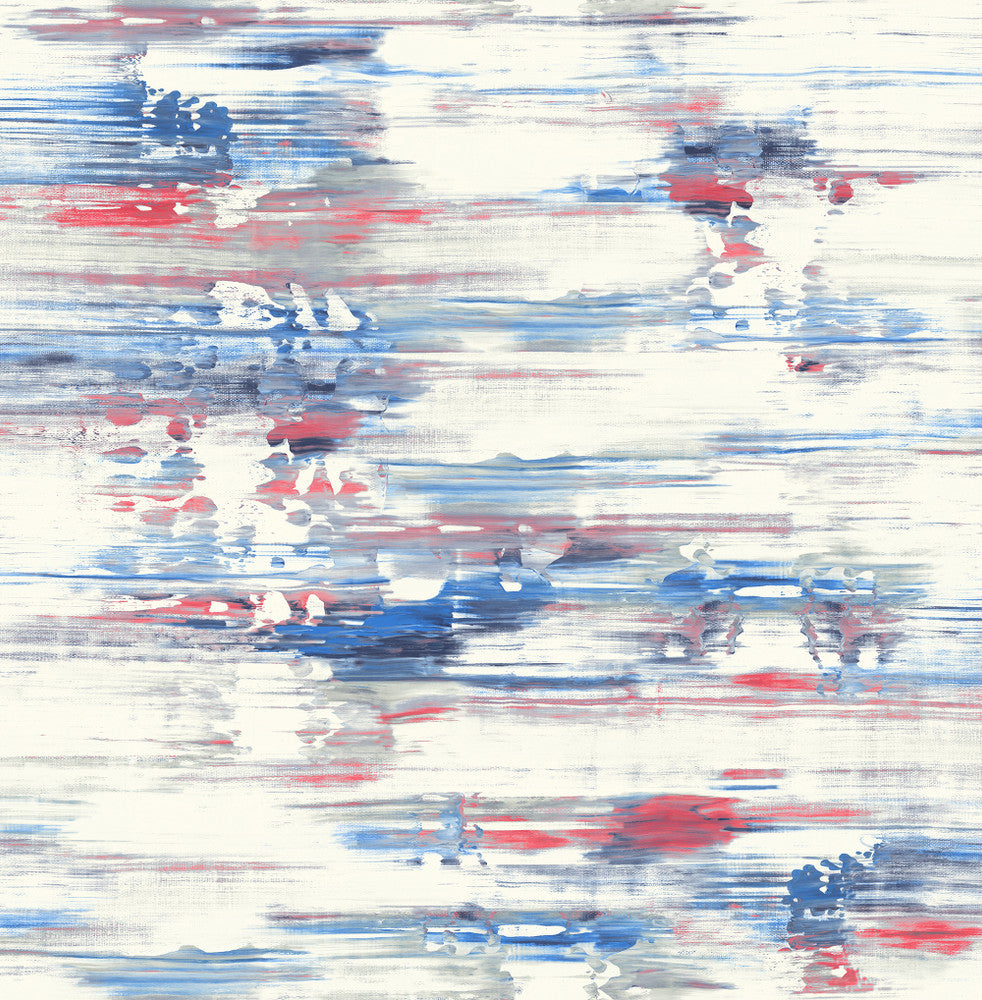 Spatula Stripes Royal Blue, Ruby, & Off-White by Seabrook Wallpaper L'Atelier de Paris United States 56.05 20.87" 20.5" - Fabric Carolina -