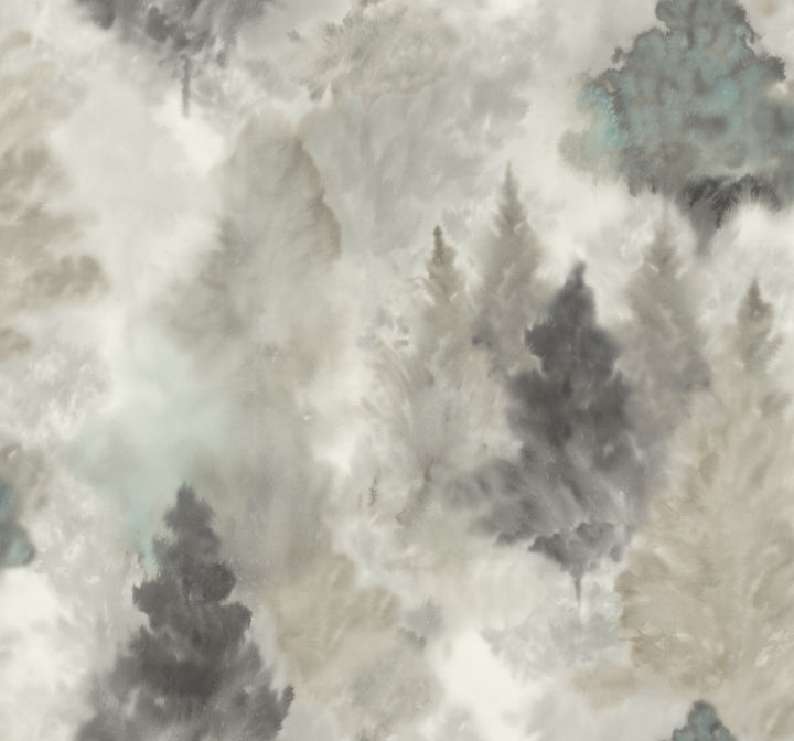 Soft Landscape Metallic Greige, Powder Blue, & Ivory by Seabrook Wallpaper L'Atelier de Paris United States 60.75 20.87" 27" - Fabric Carolina -