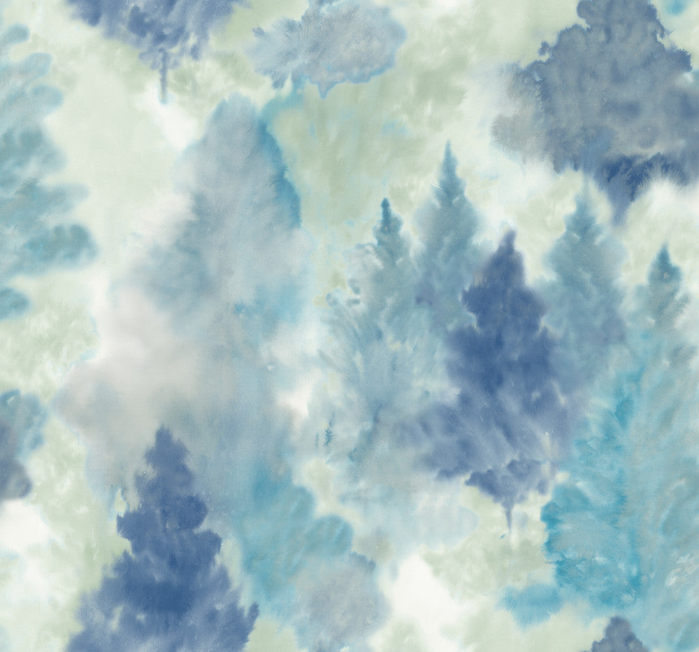 Soft Landscape Metallic Sky Blue, Cerulean, & Aloe Green by Seabrook Wallpaper L'Atelier de Paris United States 60.75 20.87" 27" - Fabric Carolina -