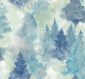Soft Landscape Metallic Sky Blue, Cerulean, & Aloe Green by Seabrook Wallpaper