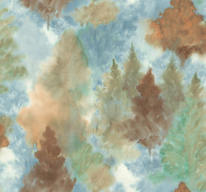 Soft Landscape Metallic Copper, Sky Blue, & Olive Green by Seabrook Wallpaper