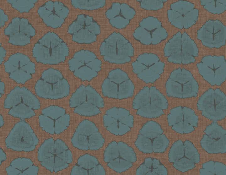 Shibori Blossoms Metallic Blue & Cedar Brown by Seabrook Wallpaper L'Atelier de Paris United States 60.75 20.87" 27" - Fabric Carolina -