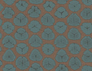 Shibori Blossoms Metallic Blue & Cedar Brown by Seabrook Wallpaper
