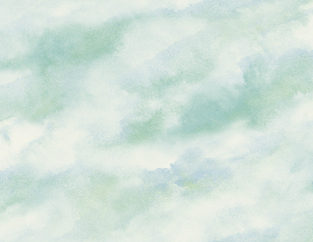 Cloudy Diagonal Faux Sky Blue, Off-White, & Light Green by Seabrook Wallpaper L'Atelier de Paris United States 60.75 20.87" 27" - Fabric Carolina -