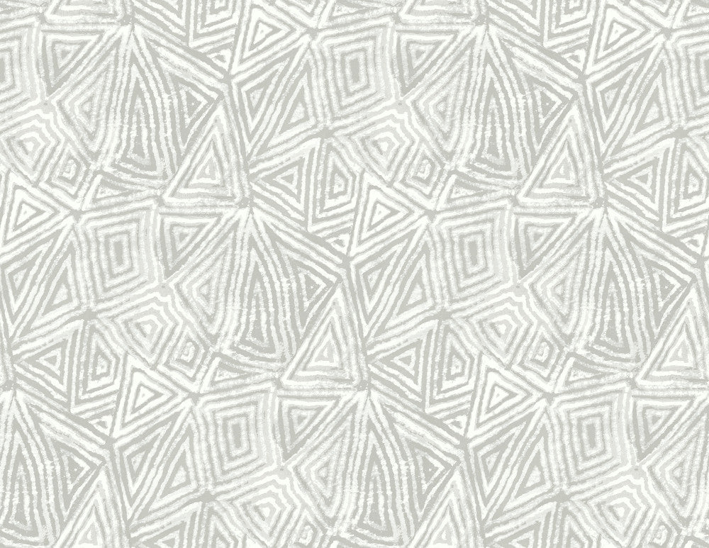 African Geo Metallic Silver & Off-White by Seabrook Wallpaper L'Atelier de Paris United States 60.75 20.87" 27" - Fabric Carolina -