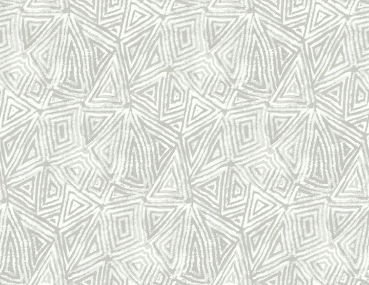 African Geo Metallic Silver & Off-White by Seabrook Wallpaper L'Atelier de Paris United States 60.75 20.87" 27" - Fabric Carolina -