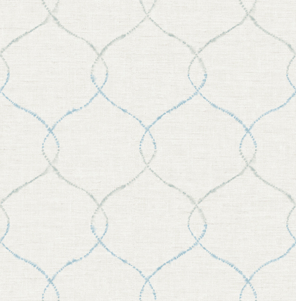 Shibori Lattice Sky Blue, Gray, & Metallic Pearl by Seabrook Wallpaper L'Atelier de Paris United States 56.05 20.87" 20.5" - Fabric Carolina -