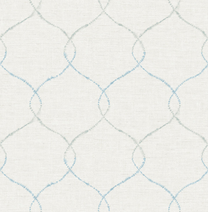 Shibori Lattice Sky Blue, Gray, & Metallic Pearl by Seabrook Wallpaper L'Atelier de Paris United States 56.05 20.87" 20.5" - Fabric Carolina -