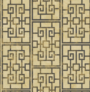 Dynasty Lattice Metallic Gold and Ebony by Seabrook Wallpaper