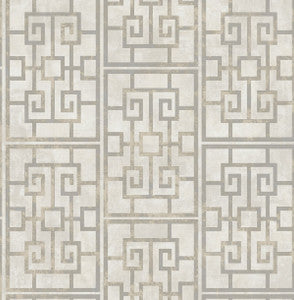 Dynasty Lattice Metallic Pearl and Gray by Seabrook Wallpaper