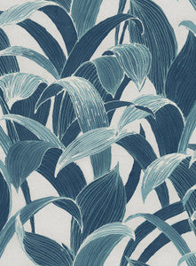Imperial Banana Groves Metallic Pearl and Azure Blue by Seabrook Wallpaper