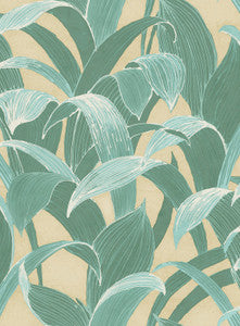 Imperial Banana Groves Metallic Gold and Sea Green by Seabrook Wallpaper