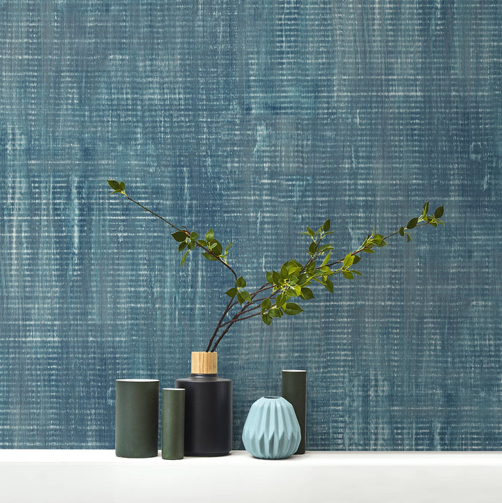 Imperial Linen Azure Blue AI40402 by Seabrook Designs Designer Wallpaper