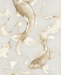 Koi Fish Gold and Gray by Seabrook Wallpaper