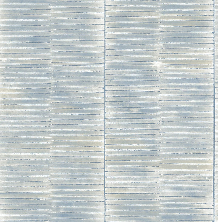 Dynasty Bamboo Periwinkle and Metallic Pearl by Seabrook Wallpaper Koi United States 56.05 20.87" 20.5" - Fabric Carolina -