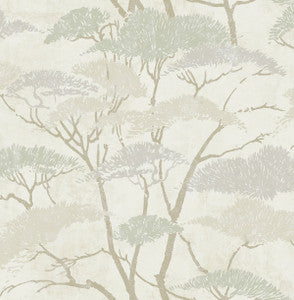 Confucius Tree Silver and Pearl by Seabrook Wallpaper