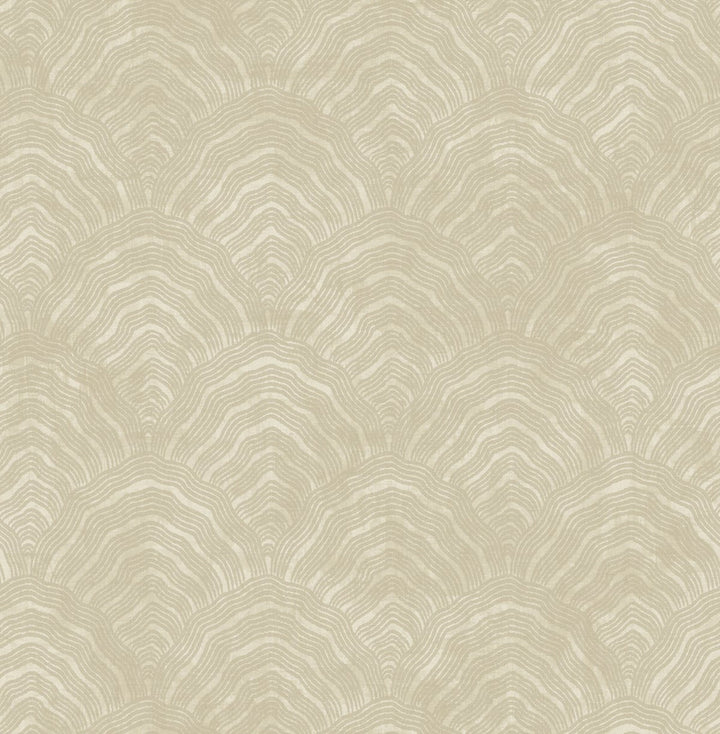 Confucius Scallop Tan and Metallic Pearl by Seabrook Wallpaper Koi United States 56.05 20.87" 20.5" - Fabric Carolina -