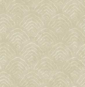 Confucius Scallop Tan and Metallic Pearl by Seabrook Wallpaper