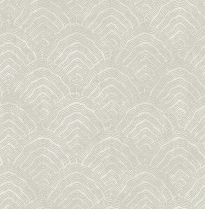 Confucius Scallop Linen and Metallic Pearl by Seabrook Wallpaper Koi United States 56.05 20.87" 20.5" - Fabric Carolina -