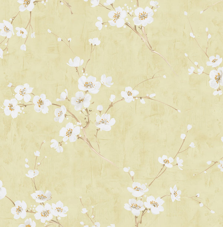 Silk Road Dogwood Metallic Pearl and Gold by Seabrook Wallpaper Koi United States 56.05 20.87" 20.5" - Fabric Carolina -