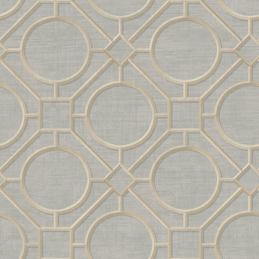 Silk Road Trellis Metallic Gold and Gray by Seabrook Wallpaper Koi United States 60.75 27" 27" - Fabric Carolina -