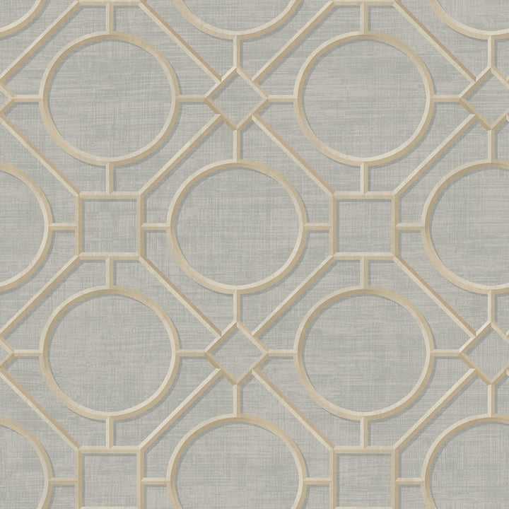 Silk Road Trellis Metallic Gold and Gray by Seabrook Wallpaper Koi United States 60.75 27" 27" - Fabric Carolina -