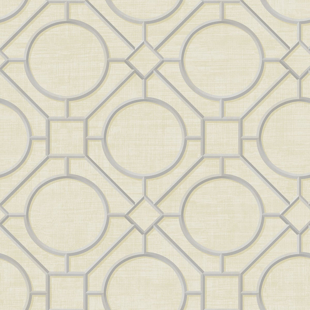 Silk Road Trellis Metallic Silver and Linen by Seabrook Wallpaper Koi United States 60.75 27" 27" - Fabric Carolina -