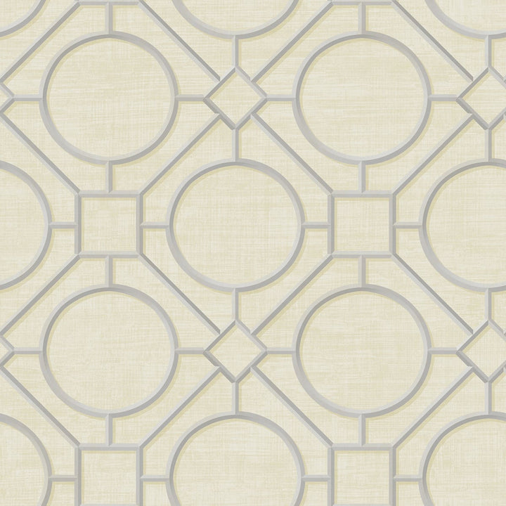Silk Road Trellis Metallic Silver and Linen by Seabrook Wallpaper Koi United States 60.75 27" 27" - Fabric Carolina -