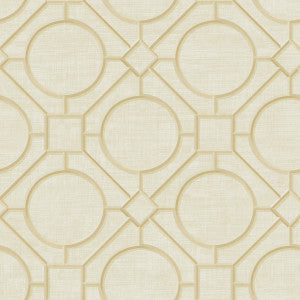Silk Road Trellis Metallic Gold and Linen by Seabrook Wallpaper