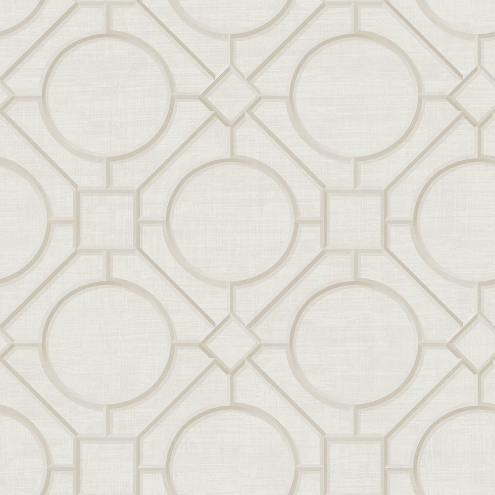 Silk Road Trellis Metallic Pearl and Off-White by Seabrook Wallpaper Koi United States 60.75 27" 27" - Fabric Carolina -