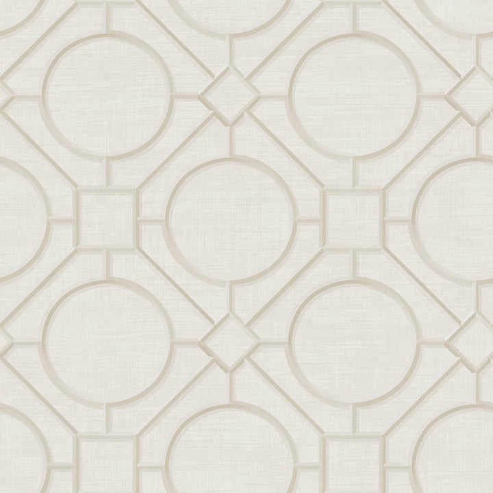 Silk Road Trellis Metallic Pearl and Off-White by Seabrook Wallpaper Koi United States 60.75 27" 27" - Fabric Carolina -