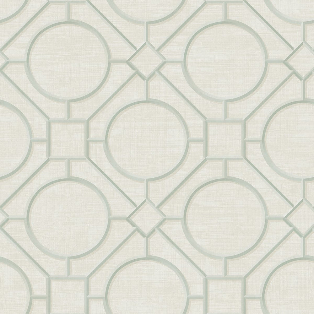 Silk Road Trellis Metallic Mint and Off-White by Seabrook Wallpaper Koi United States 60.75 27" 27" - Fabric Carolina -