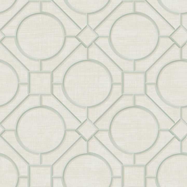 Silk Road Trellis Metallic Mint and Off-White by Seabrook Wallpaper Koi United States 60.75 27" 27" - Fabric Carolina -