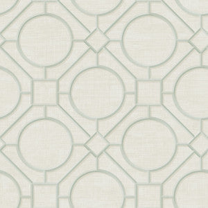 Silk Road Trellis Metallic Mint and Off-White by Seabrook Wallpaper