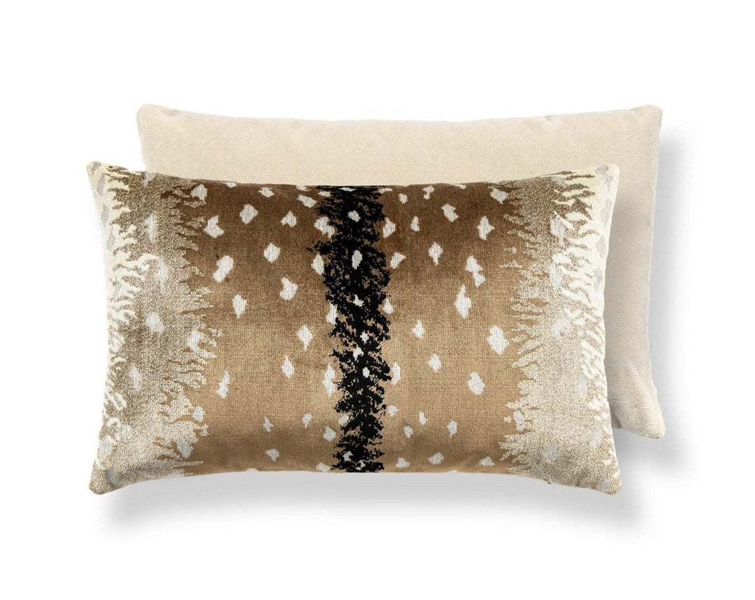 Antelope / Velvet Pillow 14 X 22 - Fawn / Black ALMBDKBOHE0001 by Scalamandre Designer Pillow