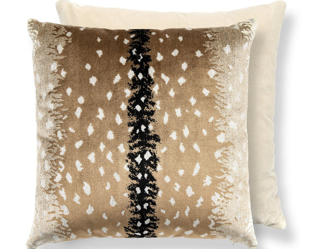 Antelope / Velvet Pillow 22 X 22 - Fawn / Black ALTDDKBOHE0001 by Scalamandre Designer Pillow