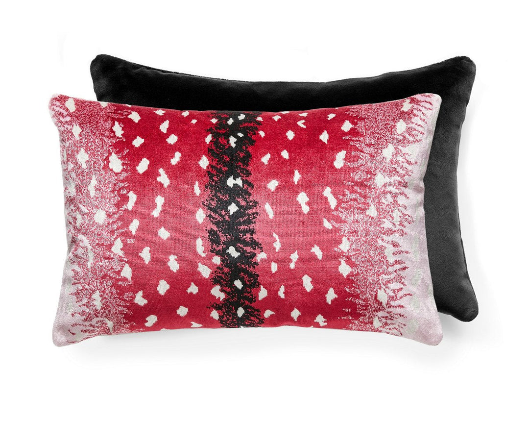 Antelope / Velvet Pillow 14 X 22 - Raspberry / Black ALMBDKBOHE0006 by Scalamandre Designer Pillow
