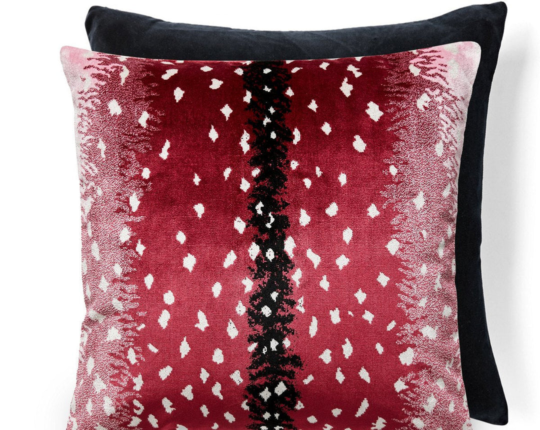 Antelope / Velvet Pillow 22 X 22 - Raspberry / Black ALTDDKBOHE0006 by Scalamandre Designer Pillow