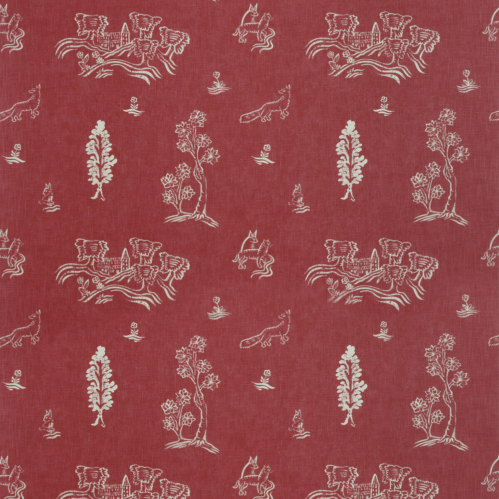Friendly Folk Huntsman Red by Kravet Couture Fabric ANDREW MARTIN KIT KEMP VISCOSE - 82%;LINEN - 18% United Kingdom HEAVY Horizontal: 10.5 and Vertical: 10 54.5 - Fabric Carolina -
